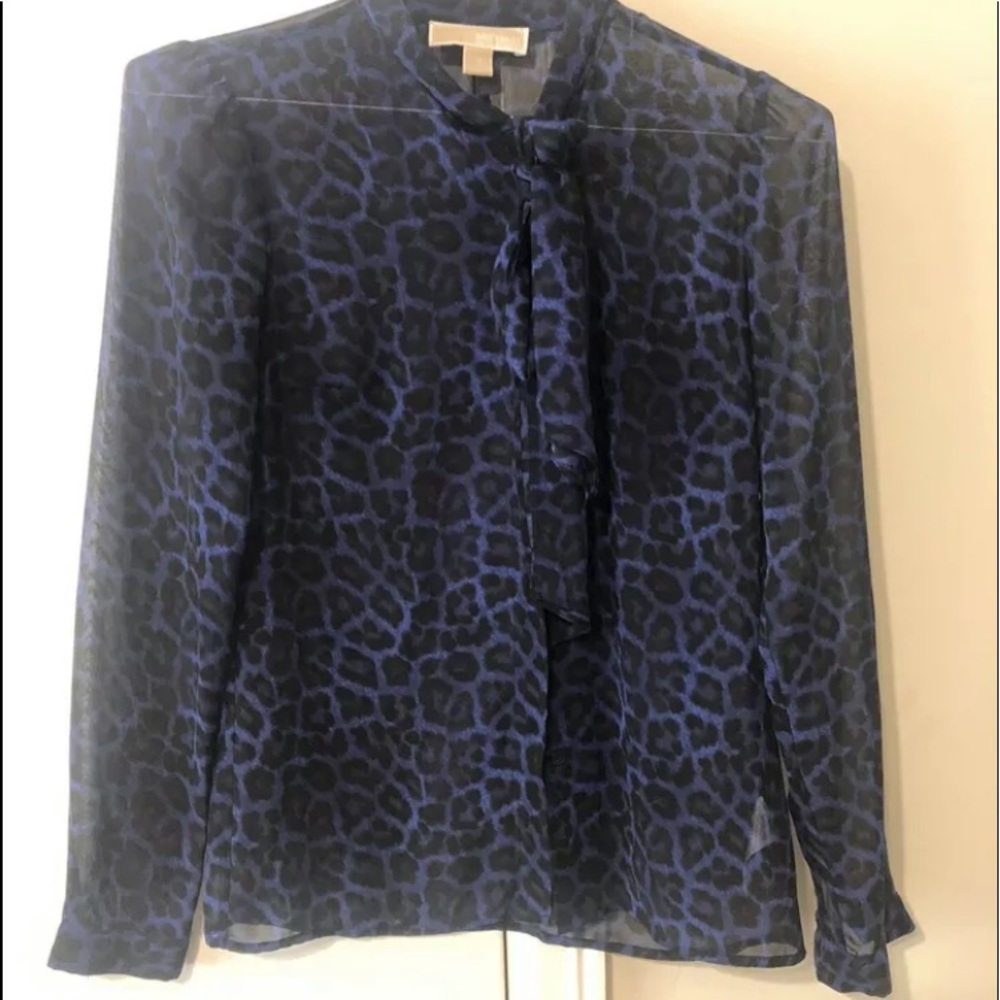 Michael Michael Kors Blk/blue leopard top XS